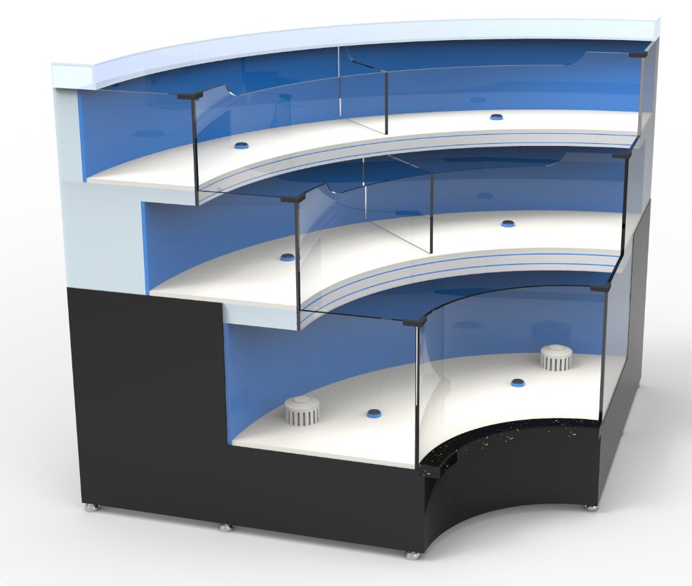 Three-story inner corner seafood pool