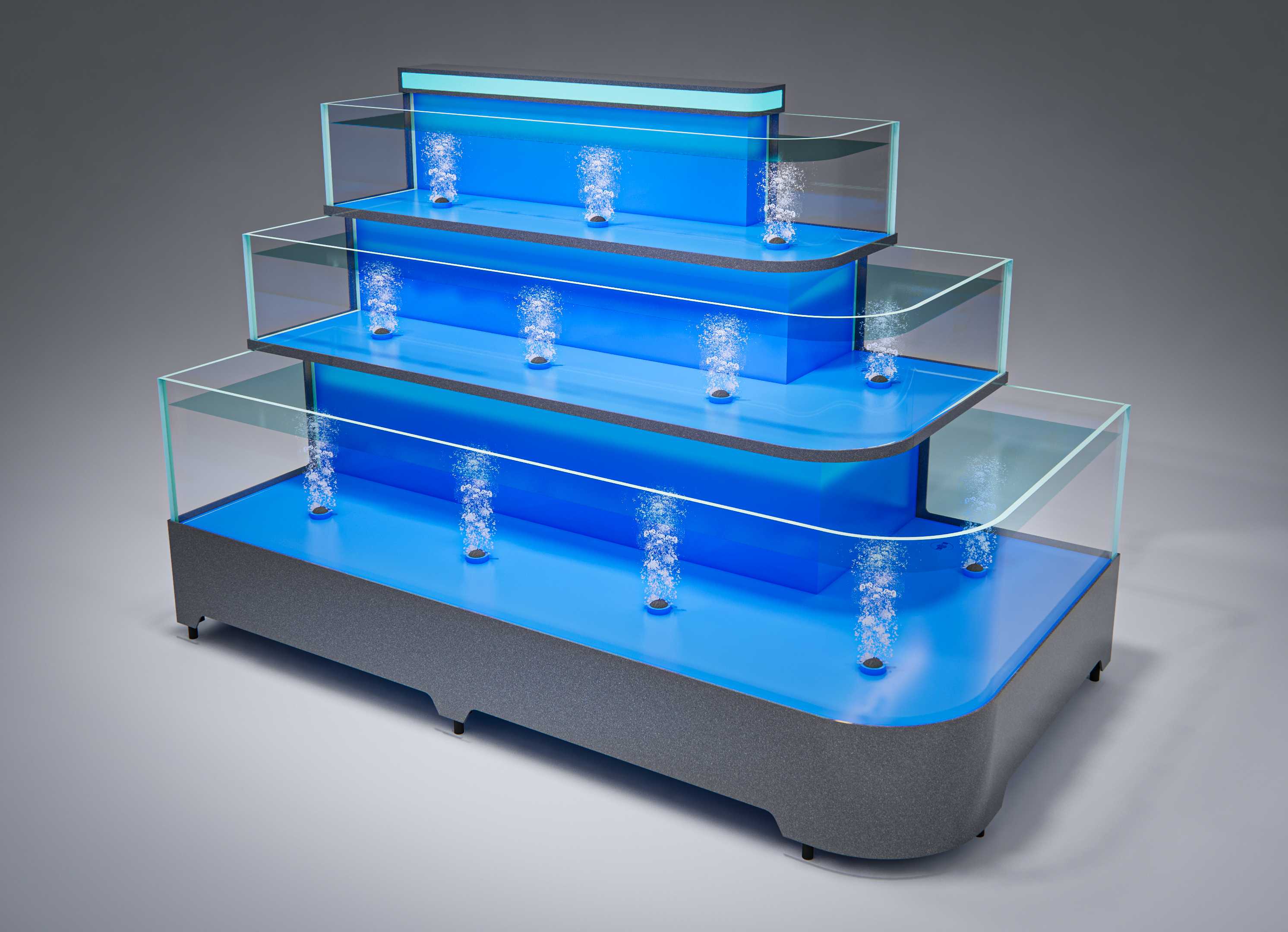 Three-story corner seafood pool