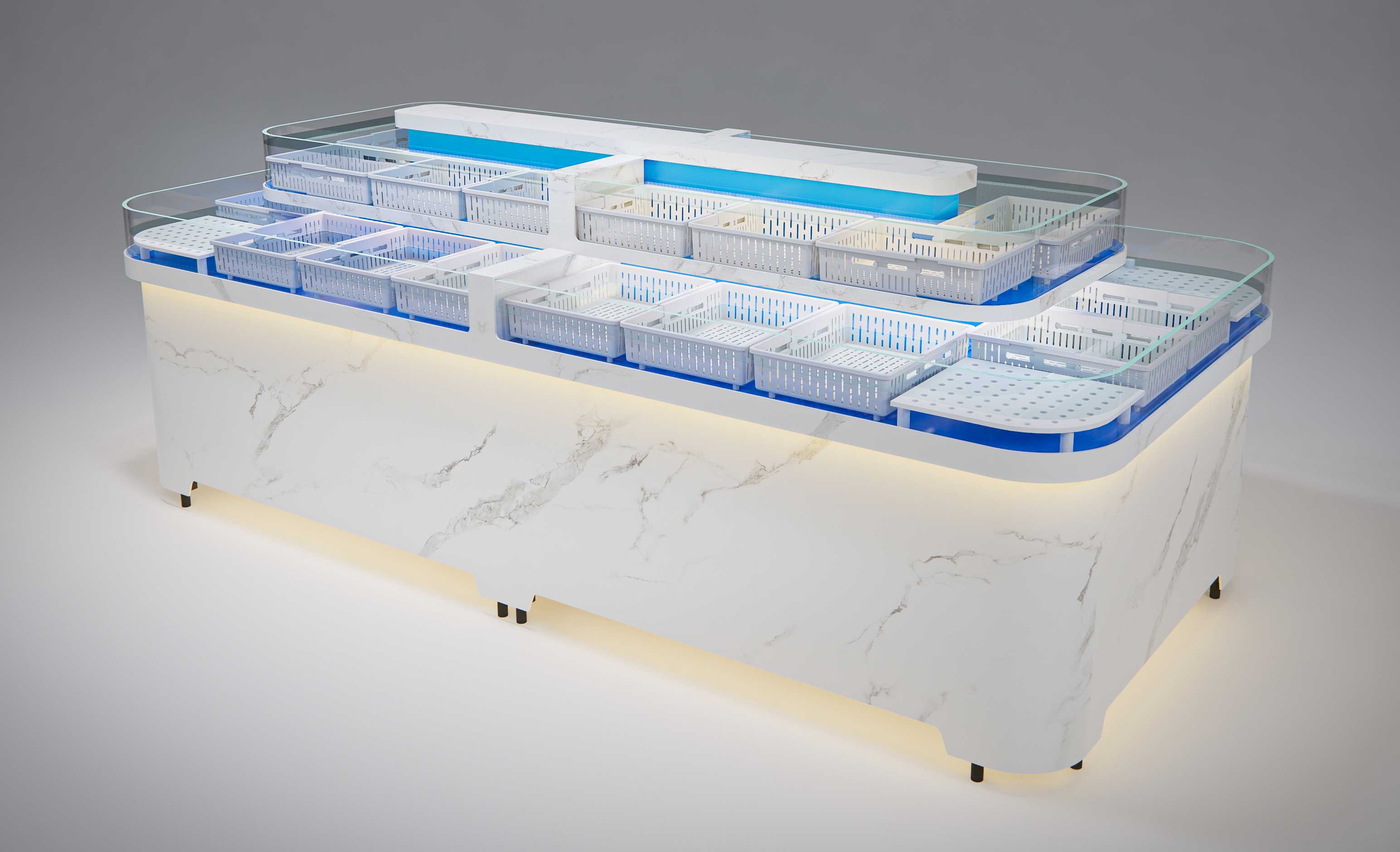 Central island arc round island shellfish tank